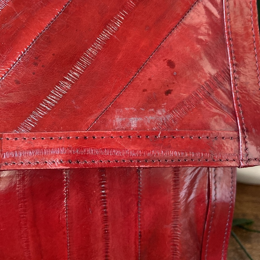 Vintage Red Eel Shoulder Bag or Clutch - Picture 8 of 16